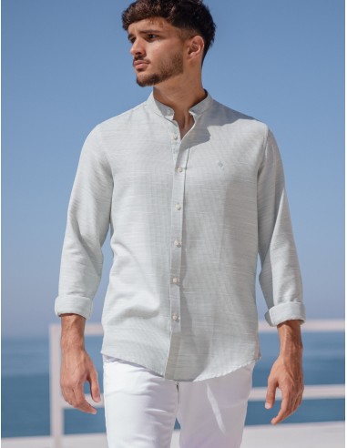 CAMISA ESTRUCTURA VERDE CUELLO MAO