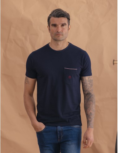 CAMISETA RIBETE BOLSILLO MARINA